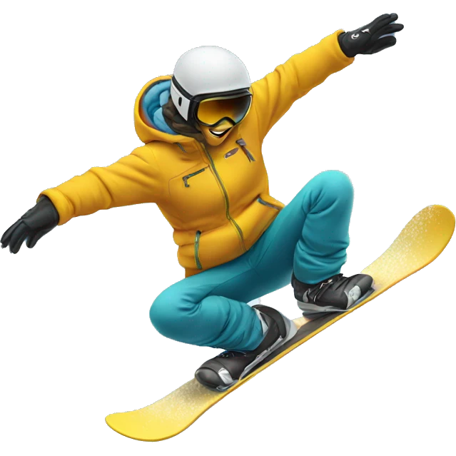 A snowboarder, doing tail grab in the sky emoji