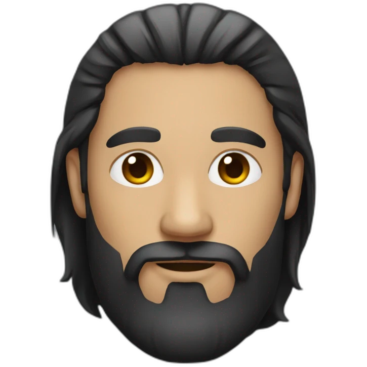 dark long hair man with small beard emoji
