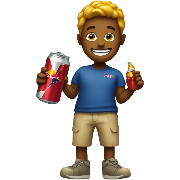 Emoji holding a red bull emoji