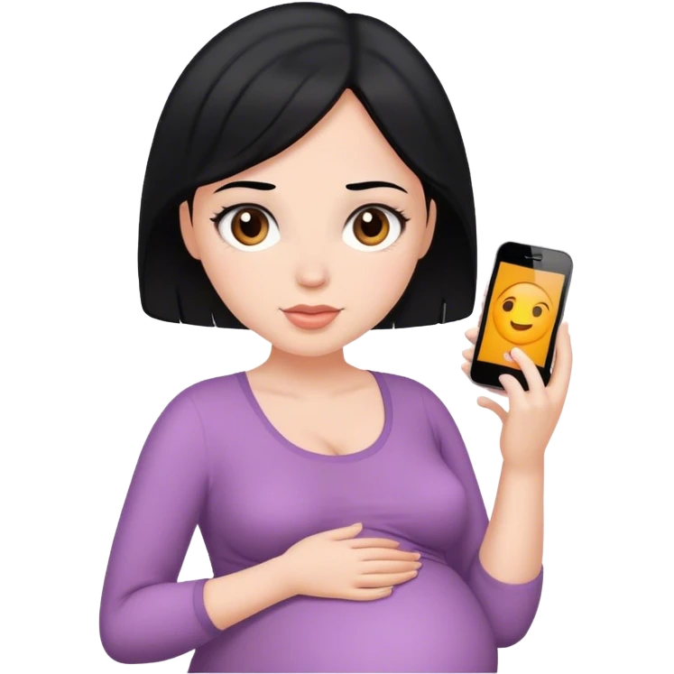 Pregnant white woman with brown eyes and black hair emoji