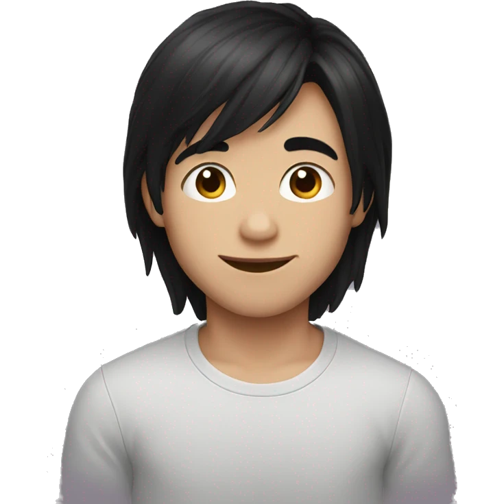 cute boy with black long hair emoji