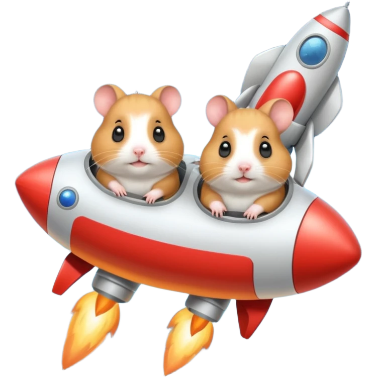 2 hamsters going to the moon in a rocket  emoji