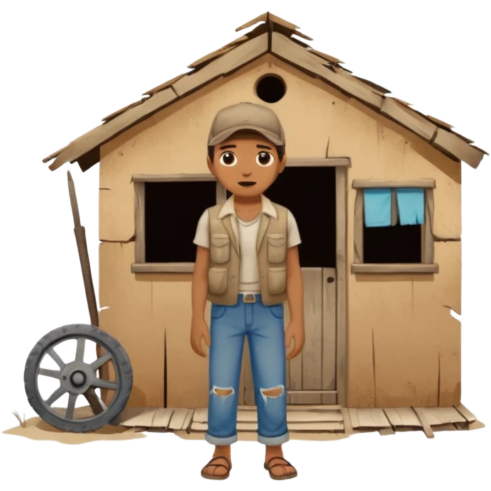 Broke down shack in Mexico with beggars  emoji