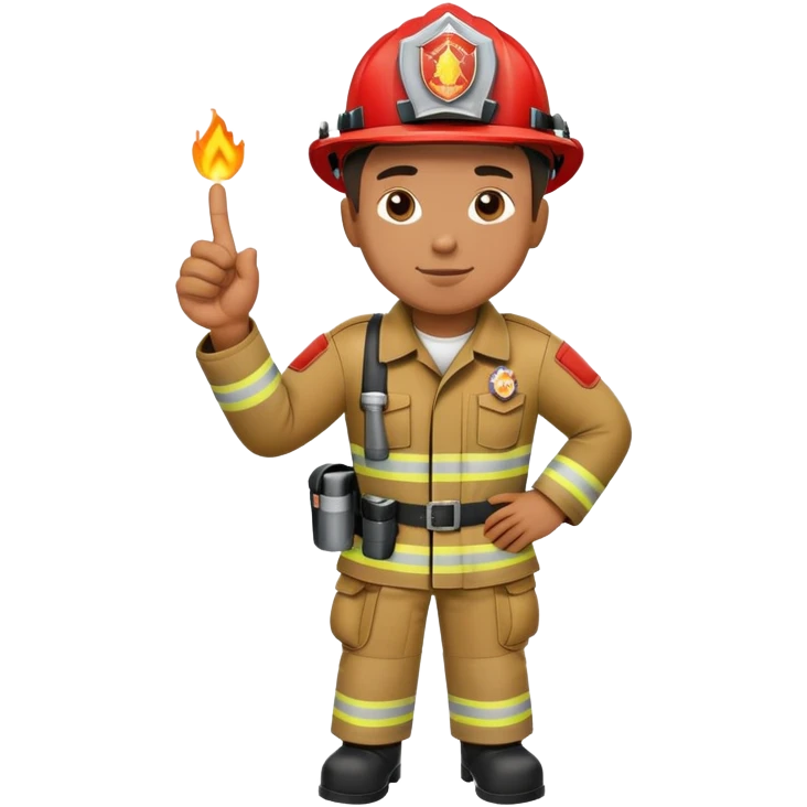 Firefighter pointing to his knee emoji