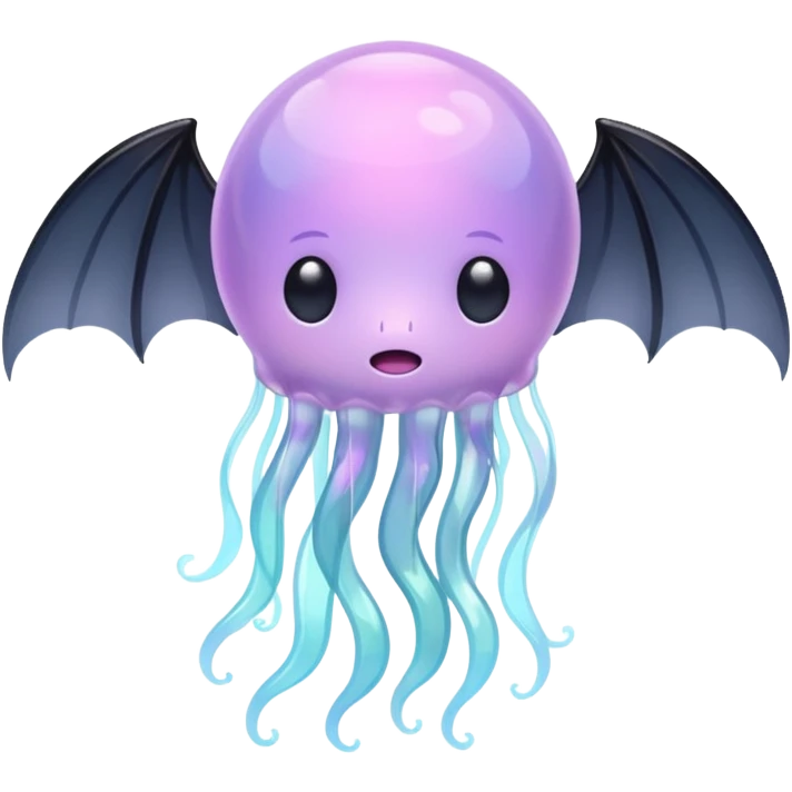 dreamy pastel jellyfish with small black bat wings emoji