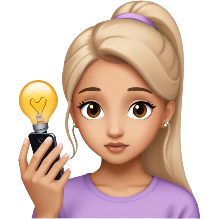 Chica viendo Ariana grande emoji