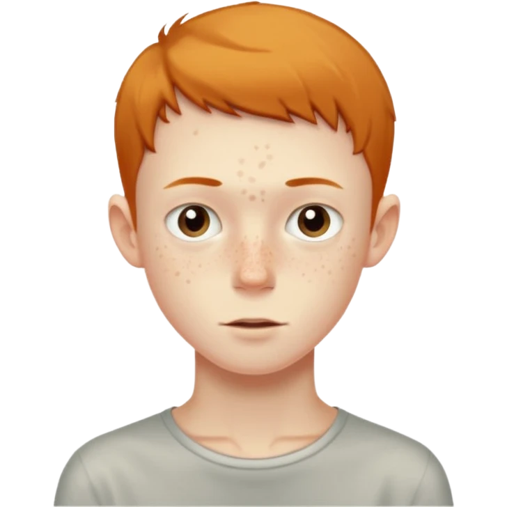 a skinny pale boy with very short thin hair and a bit of freckles emoji