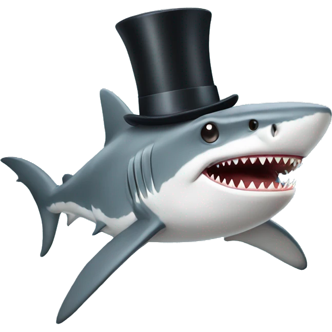 Shark with a top hat emoji