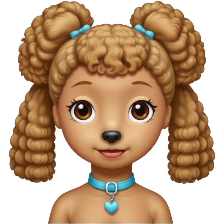 Mini poodle with Asia ponytail hair girl say goodbye emoji