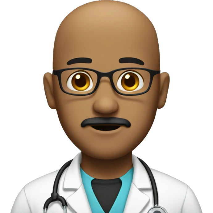 bald doctor, black goatee emoji