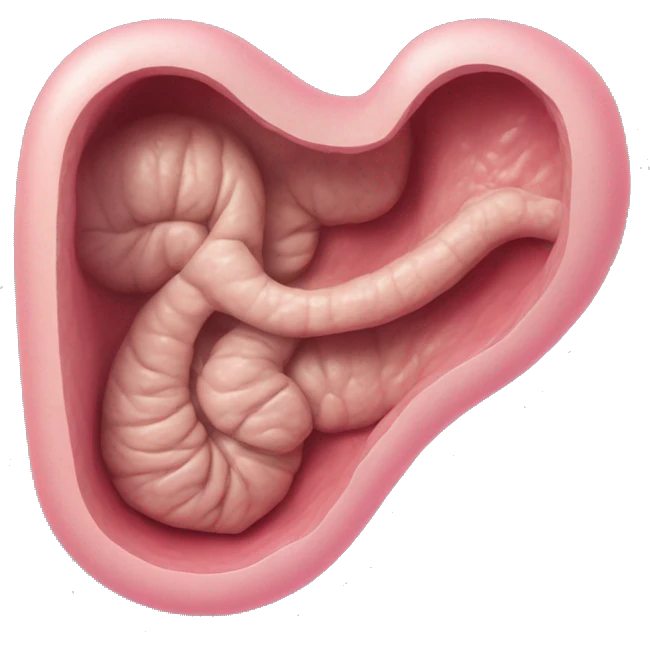 Realistic image of a human stomach, with its J-shape, inner folds, and a smooth pinkish surface, showing clear anatomical details and subtle shading.” emoji