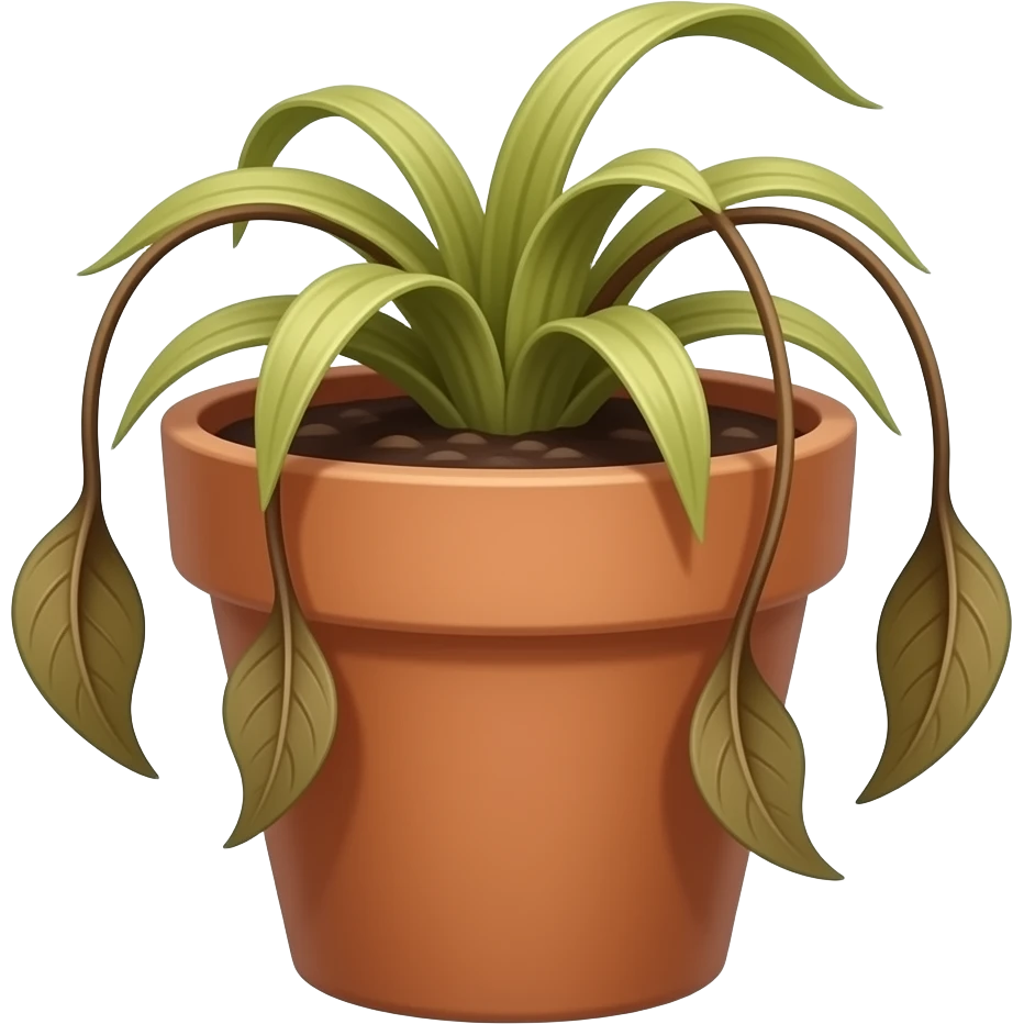 Wilted dead brown plant with leaves emoji