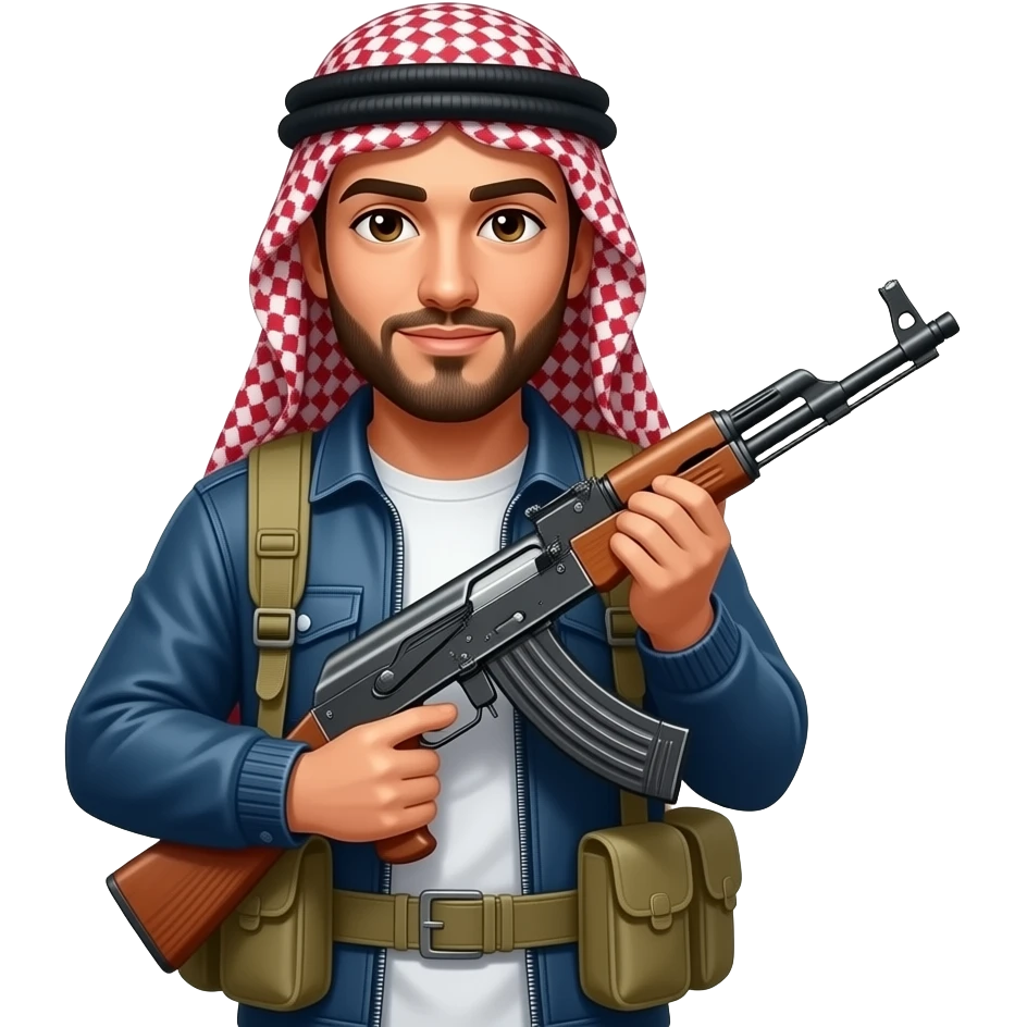 Generate me an arabic guy holding an AK-47 emoji emoji