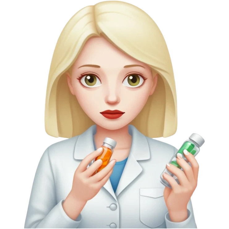 White Woman taking pills emoji
