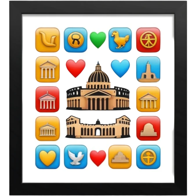 Rome theme, iconic symbols, vibrant colors, emoji style emoji