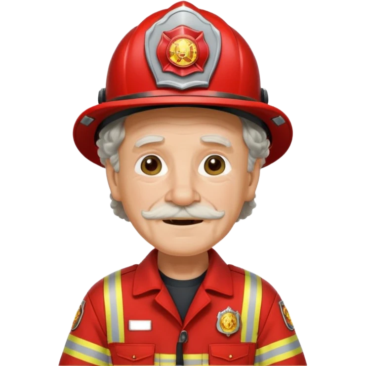 Firefighter old man curly long hair with red uniform emoji