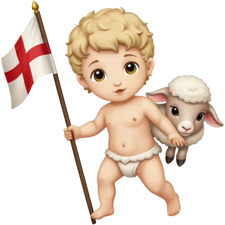 putto with a flag with a lamb painted on it emoji