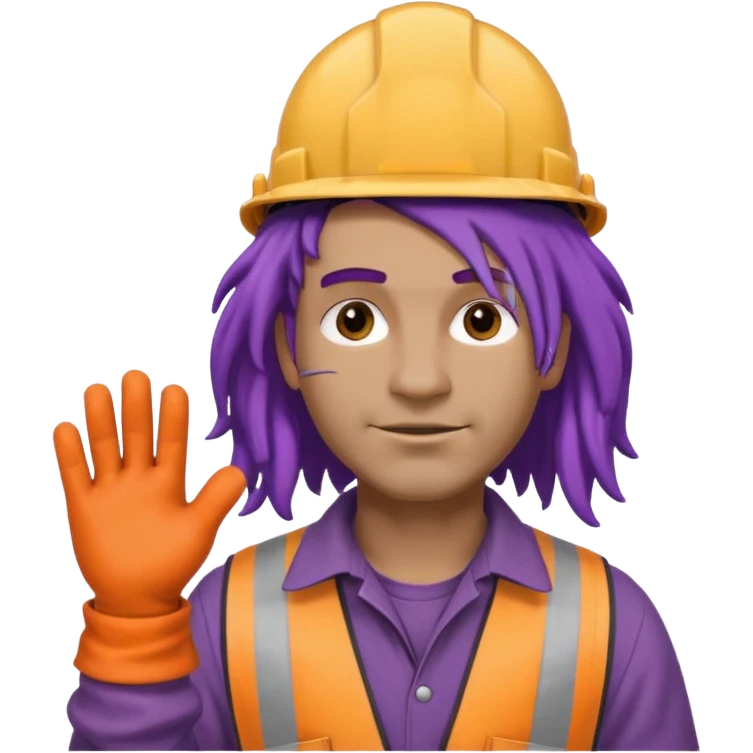 construction worker heavy dreadlocked purple haired man  emoji
