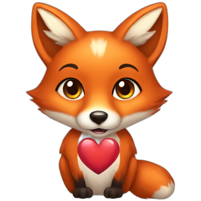 A female fox with heart emoji