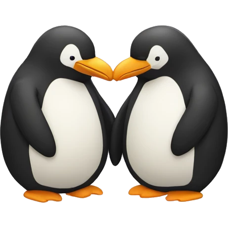 One bretzel and one pinguin hugging each other emoji