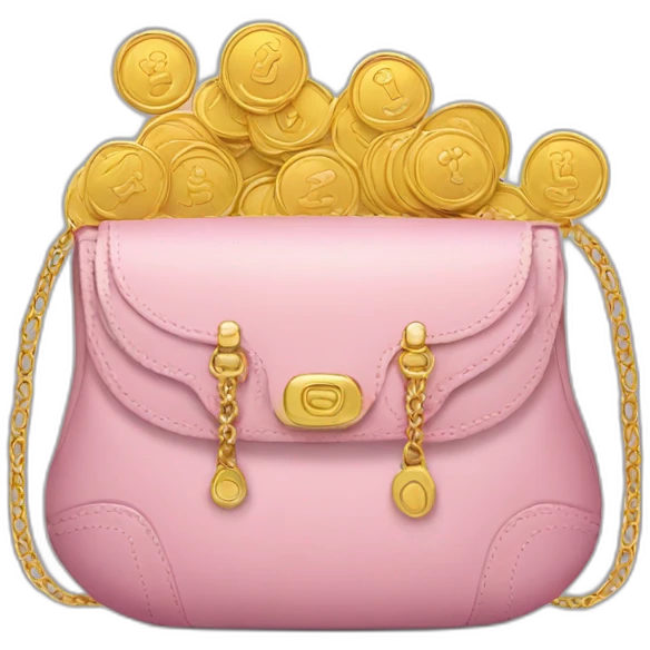 purse with gold coins and flowers emoji
