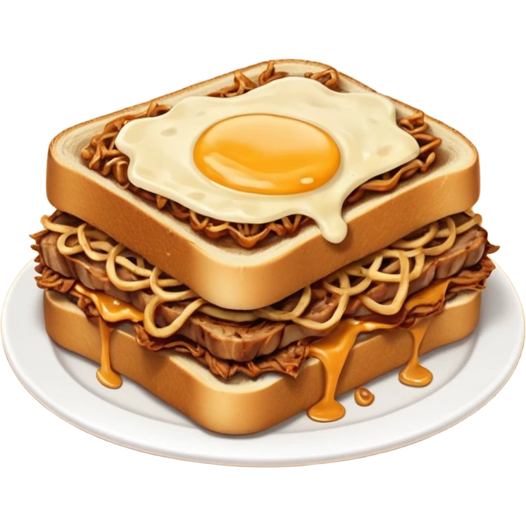 BBQ pulled pork frisco melt on texas toast with crispy onions  emoji