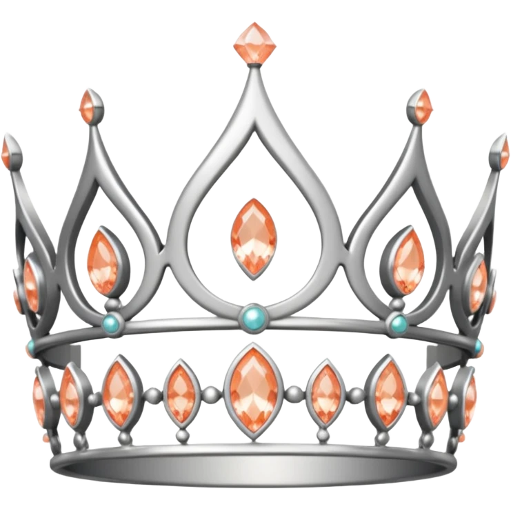 silver feminine crown with peach colored stones emoji