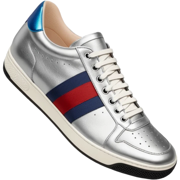 Realistic Gucci, Women's G75 sneaker, silver textured leather emoji