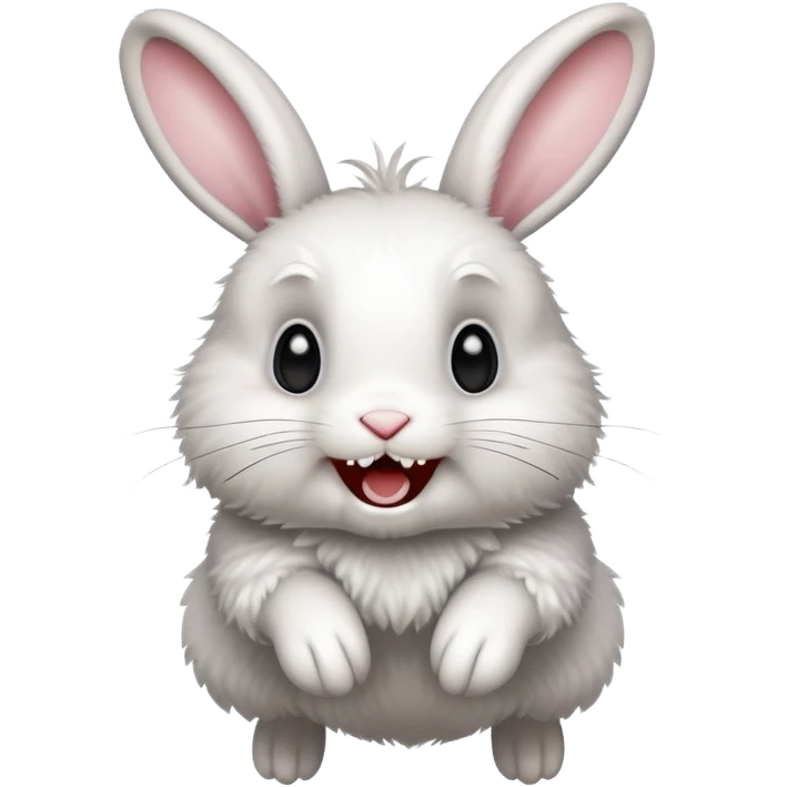 rabbit with buckteeth and crossed eyes jumping excitedly emoji