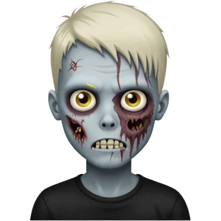 zombie boy with emo hair and black shirt emoji