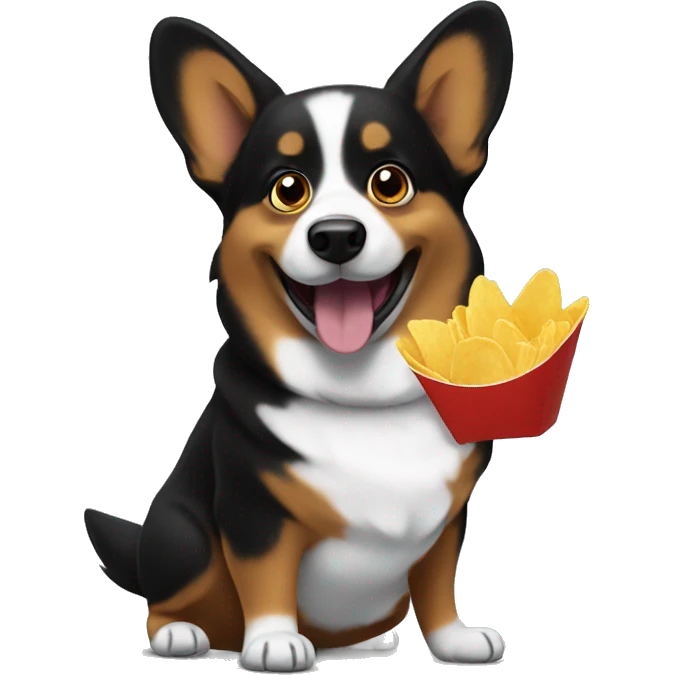 black corgi eat chips  emoji