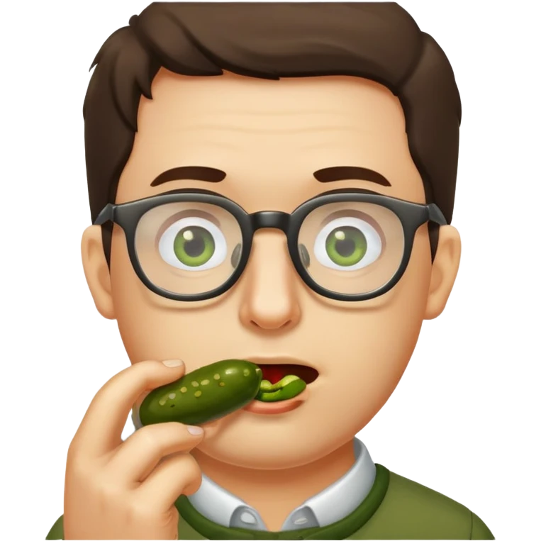 man with glasses eating a pickle emoji