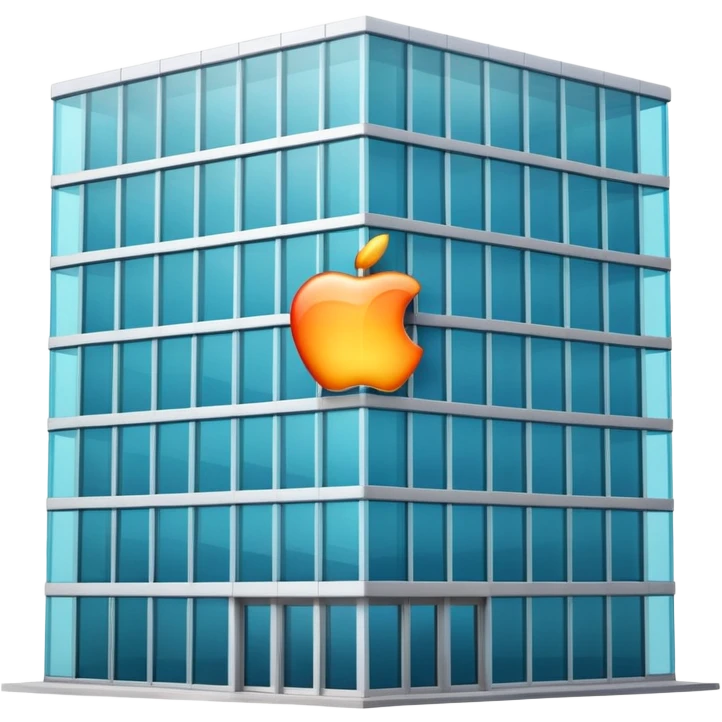 modern office building, apple emoji style, represents company headquarters emoji