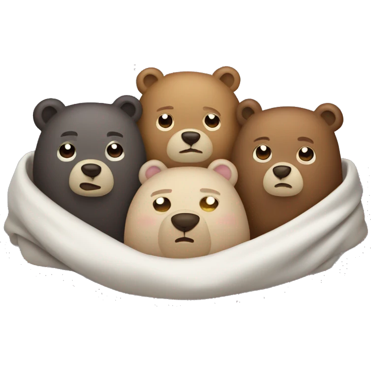 Three bears cozy in blanket emoji