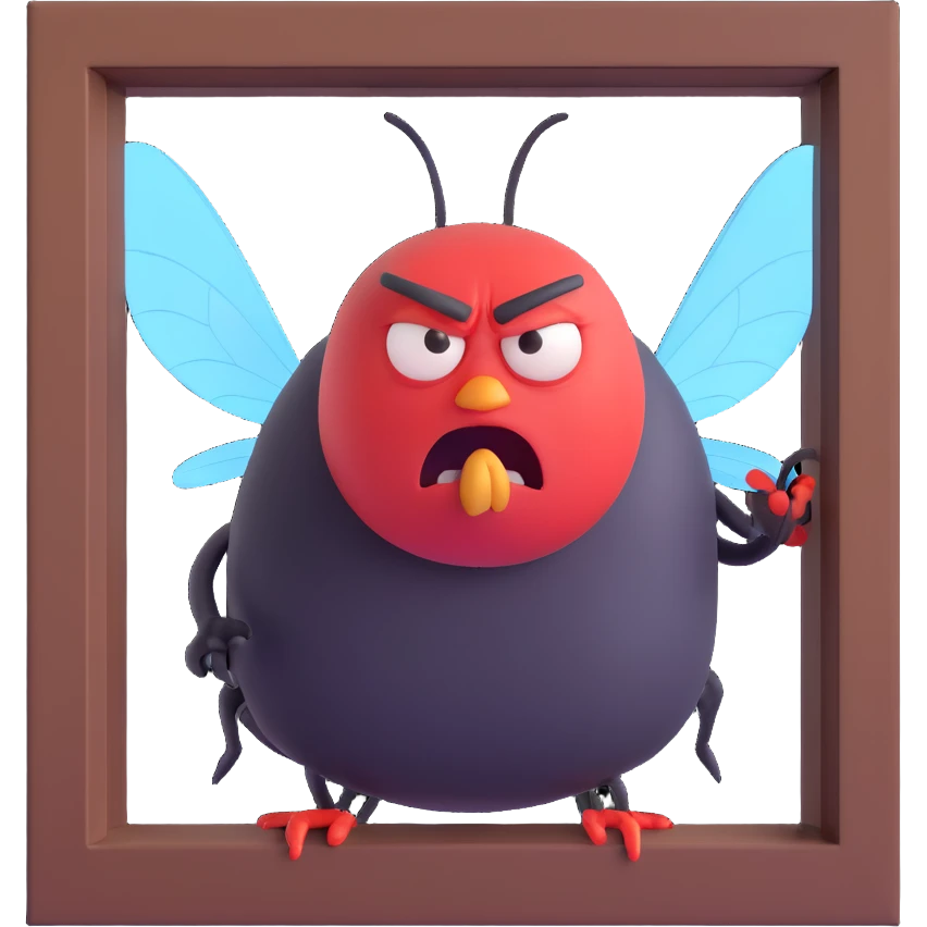 angry man, a fly on the window emoji