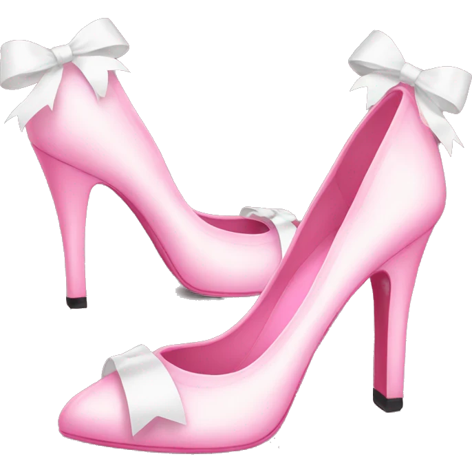 Pink high heels with white ribbons on them emoji