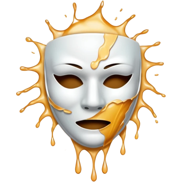 Figure ripping a mask in half, energy leaking from the tear emoji