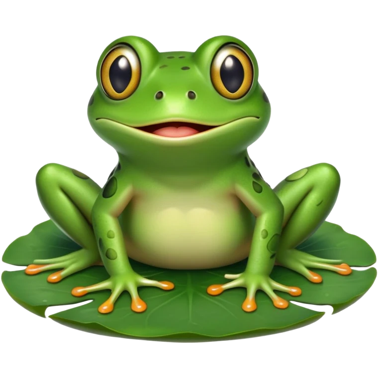 frog slipping on a lily pad with shocked expression emoji