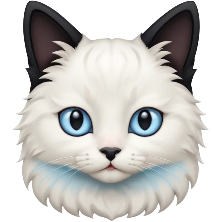 white cat with black fur on ears and little bits and parts of beige with baby blue eyes emoji