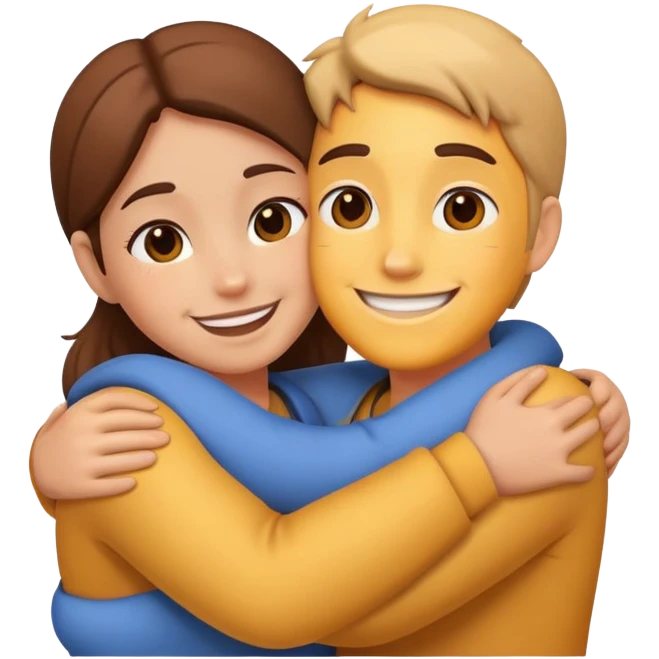 Two characters hugging each other warmly emoji