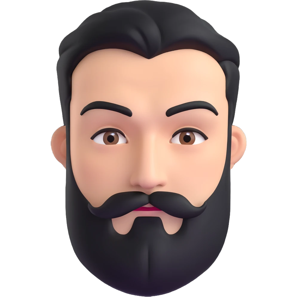 man with dark beard and extremely thick prominent eyebrows emoji