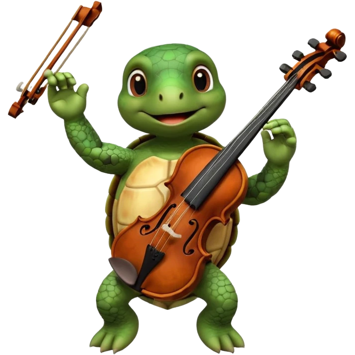 TUrtle playing violin on his shoulders emoji
