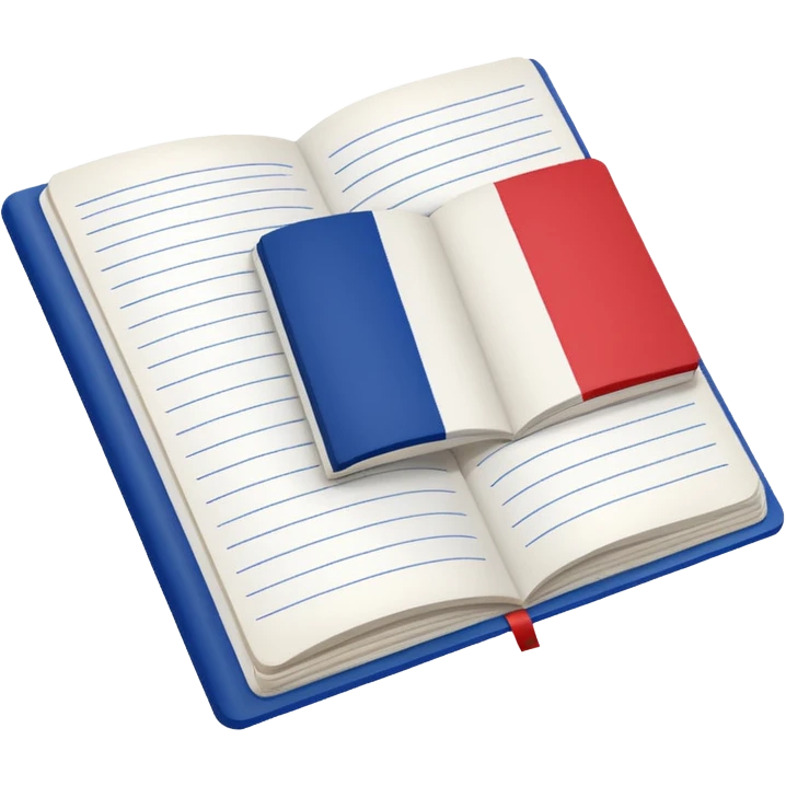 open notebook with French flag on the page emoji