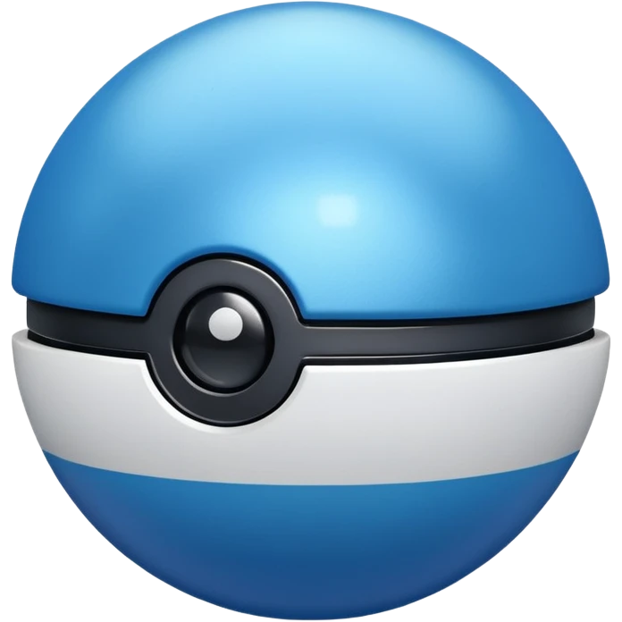 blue pokeball emoji, top half is a more saturated blue, bottom half is white, black stripe, with a metallic sheen emoji