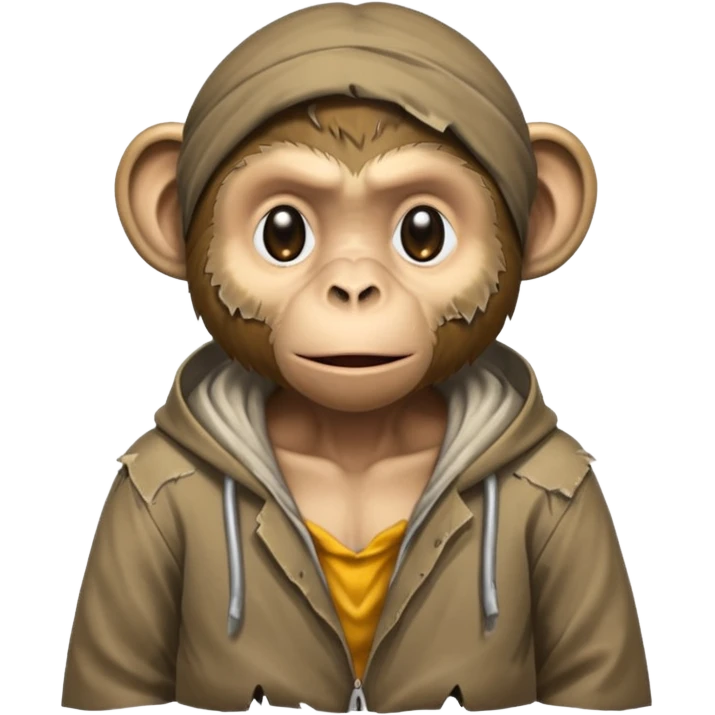 homeless poor monkey with torn clothes  emoji