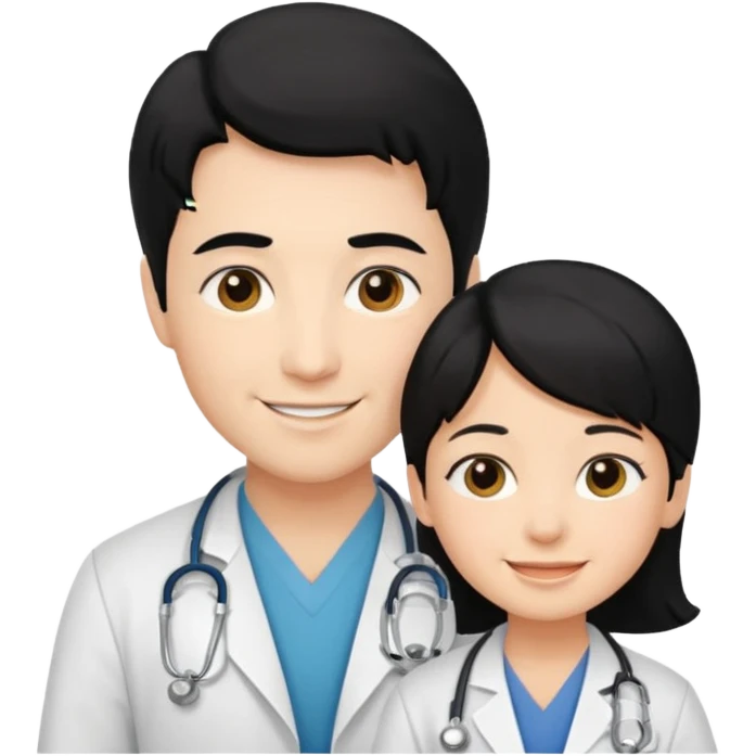 doctor black hair with a kid emoji