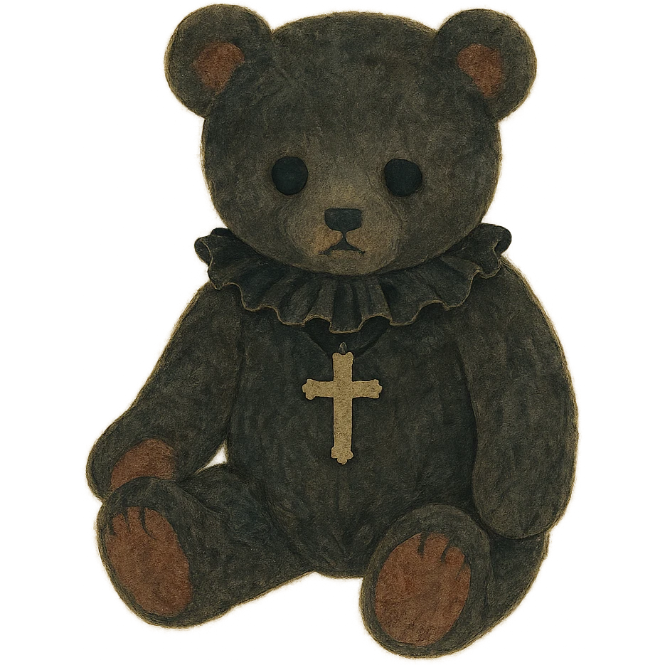 gothic teddy bear, nihonga style emoji