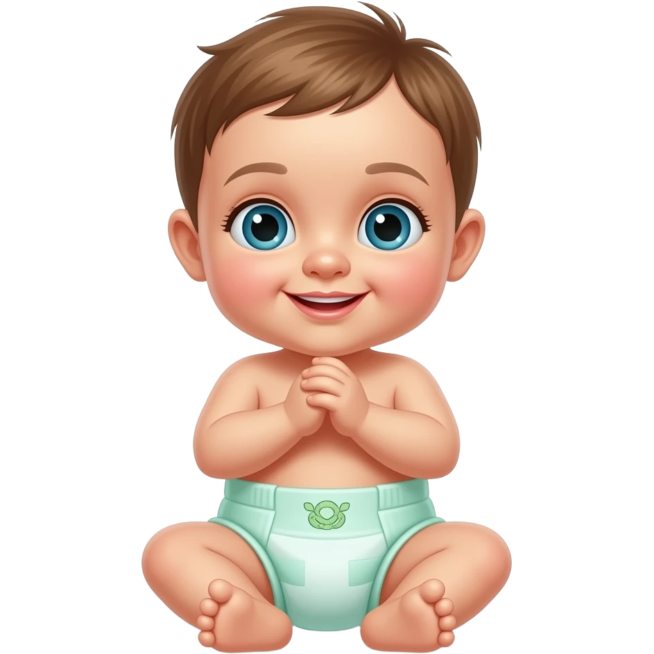 Baby girl wearing green diaper emoji