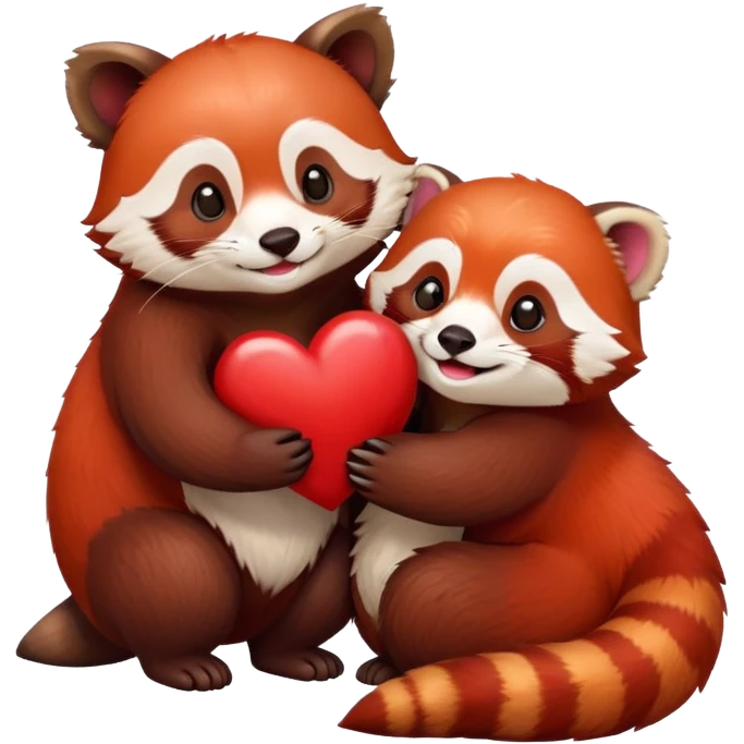 Red heart otter hugging a red panda emoji