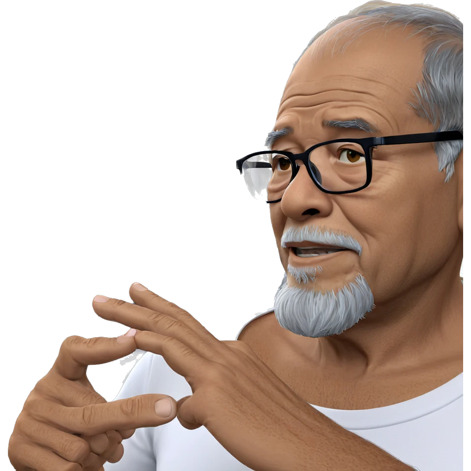 old man in white shirt emoji